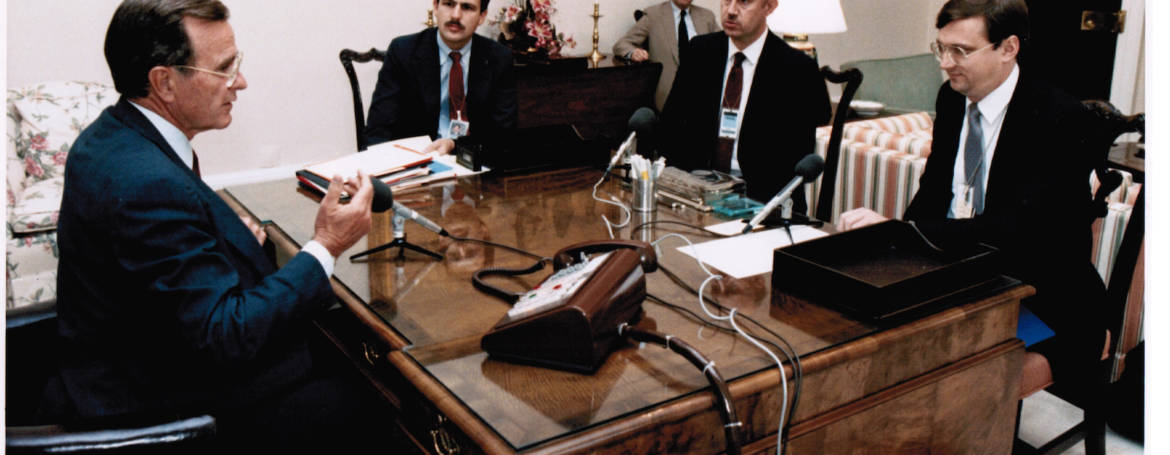 Vice President George H.W. Bush interviewed for Voice of America by Ted Lipien and Wayne Corey in 1987