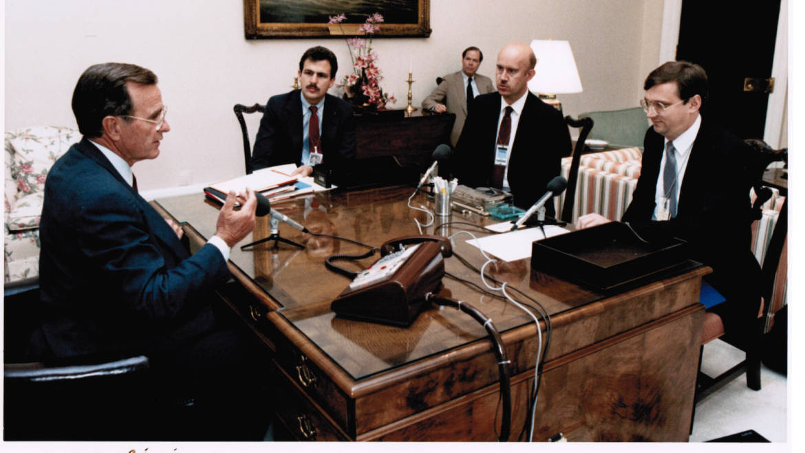 Vice President George H.W. Bush interviewed for Voice of America by Ted Lipien and Wayne Corey in 1987