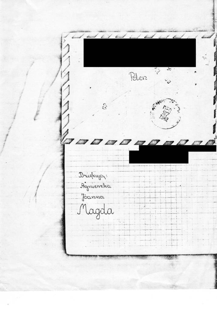 A partial copy of the envelope and the letter with a request for humanitarian assistance sent by a Polish mother of three young girls to the Voice of America (VOA) Polish Service in 1982. The original letter was forwarded to a charitable foundation of the Polish-American Congress in Chicago, IL.