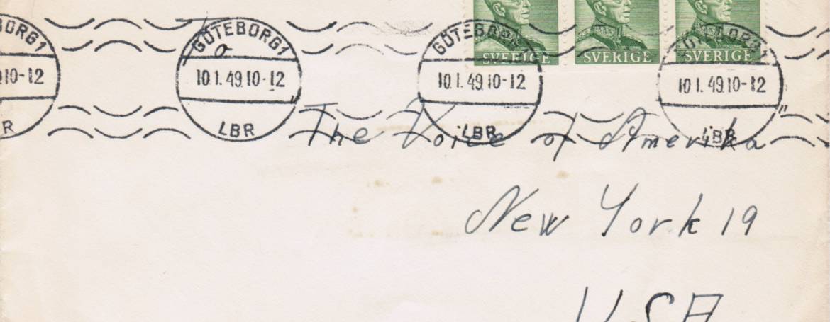 Envelope for a Letter to the Voice of America from Sweden 1949