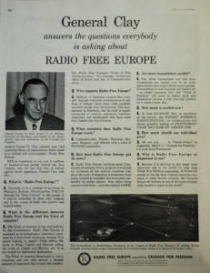Radio Free Europe Crusade for Freedom ad. General Lucius D. Clay, Ladies Home Journal, March 1954.